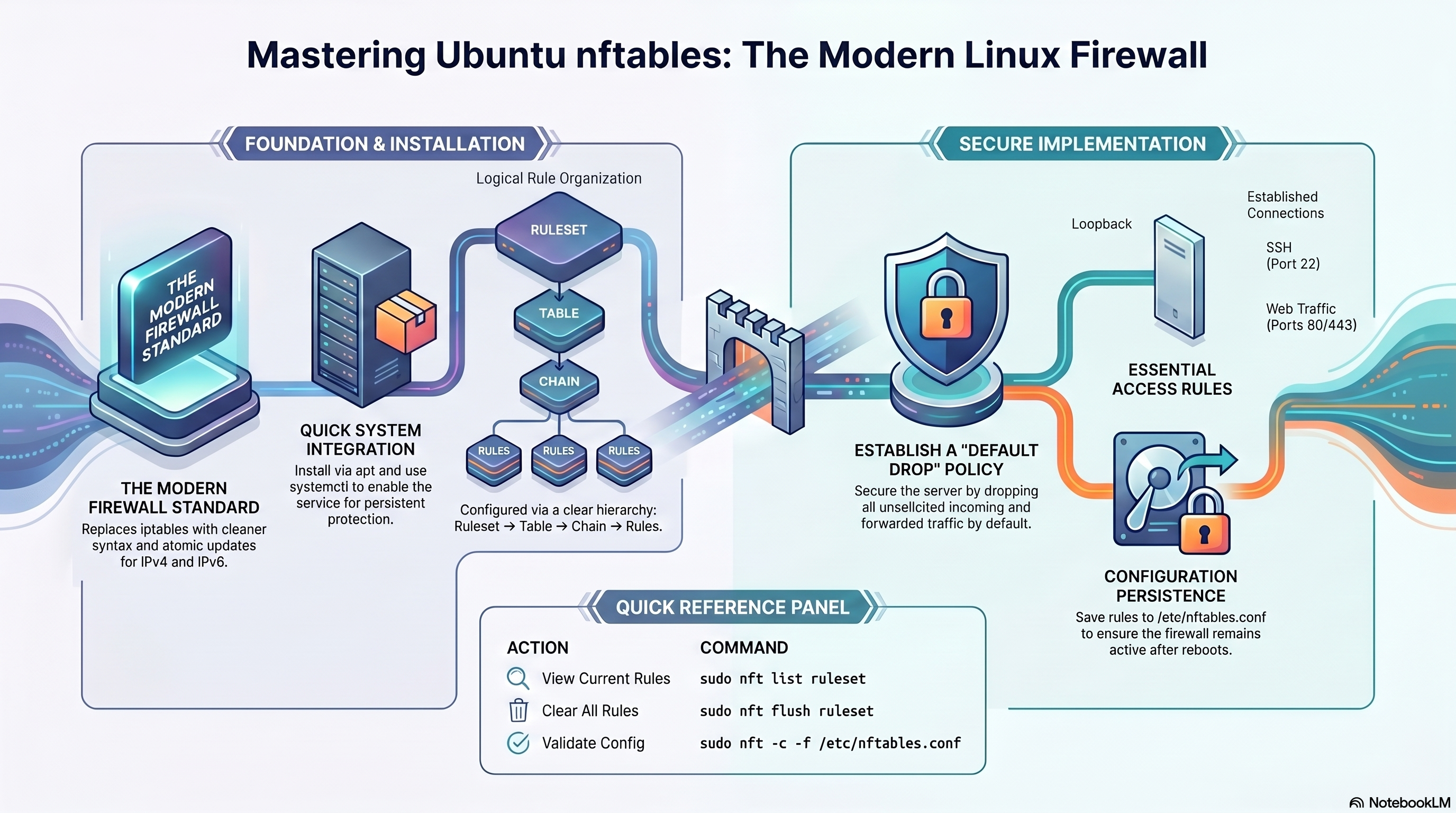 nftables Quick Start infographic